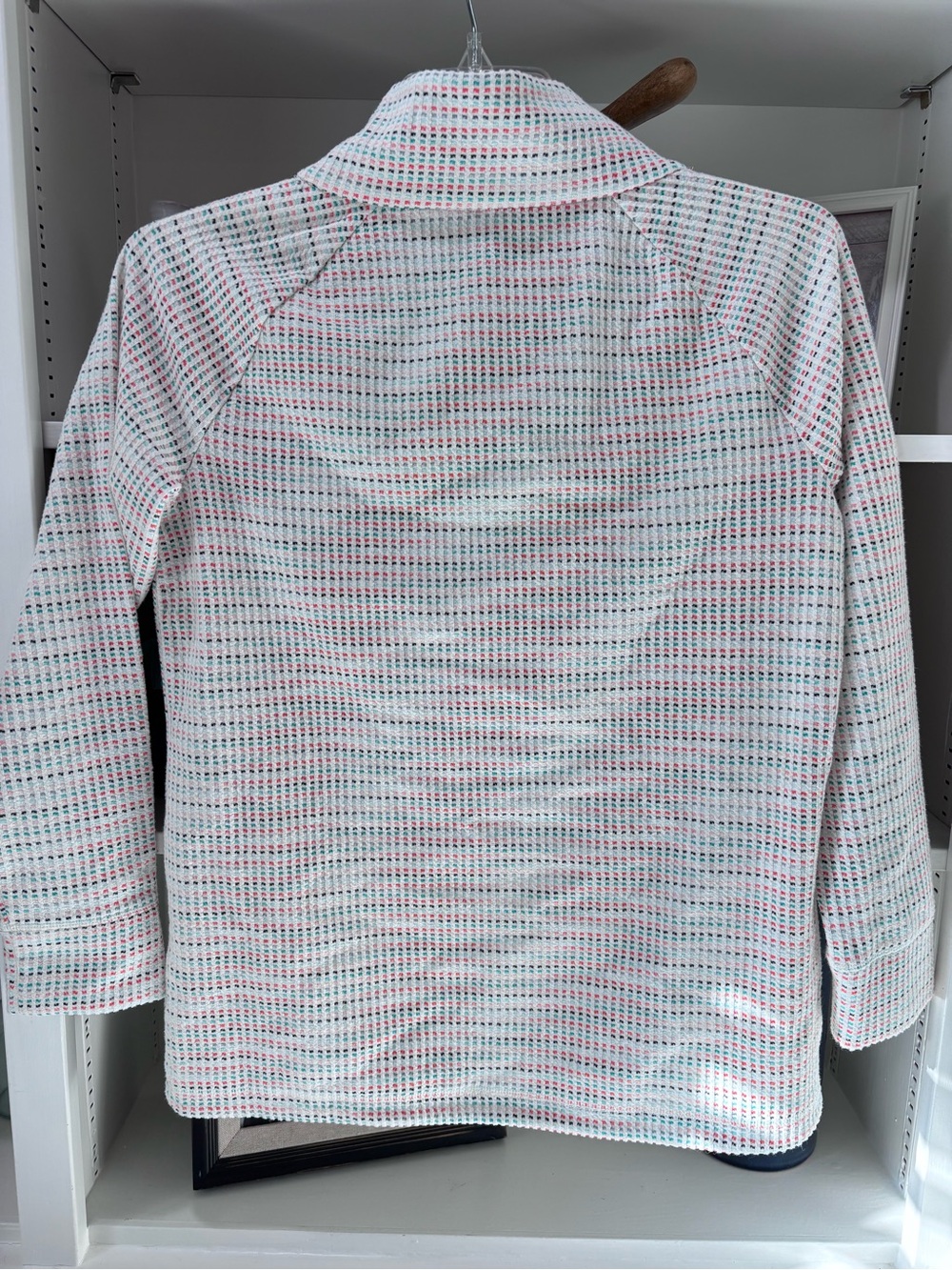 Talbots Women’s Cream Cowl Neck Sweater with Subtle Pink & Blue Accent M Petite - Picture 5 of 6